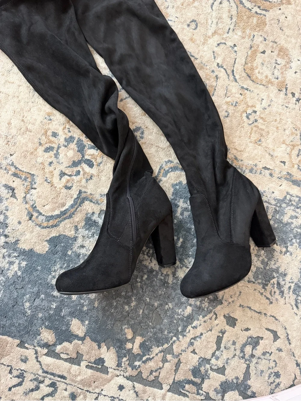 Source Unknown Black Over-the-Knee Block Heel Boots